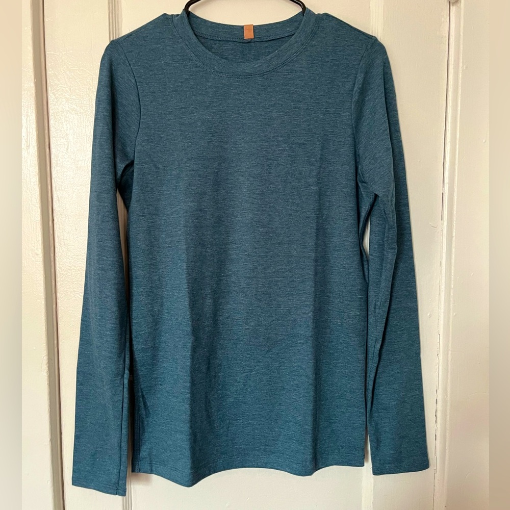 Set: Lunya Restore Pima L/S Top & Pants Heather Blue Sleep Set sz …